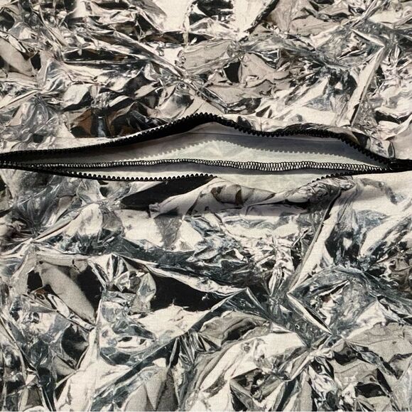 Topshop Zippered Midriff Black,White & Gray Cutout Mini Dress Women's Size 8 - Picture 12 of 15